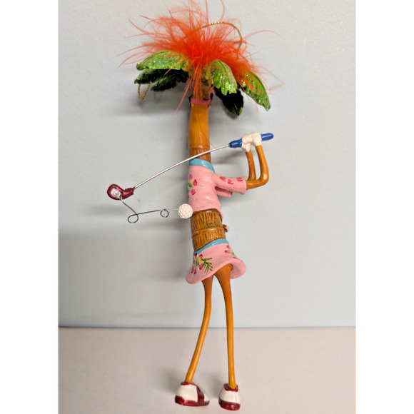Palm Tree Lady Golfer Ornament Whimsical Tropical 7.5" Tall - Picture 3 of 3